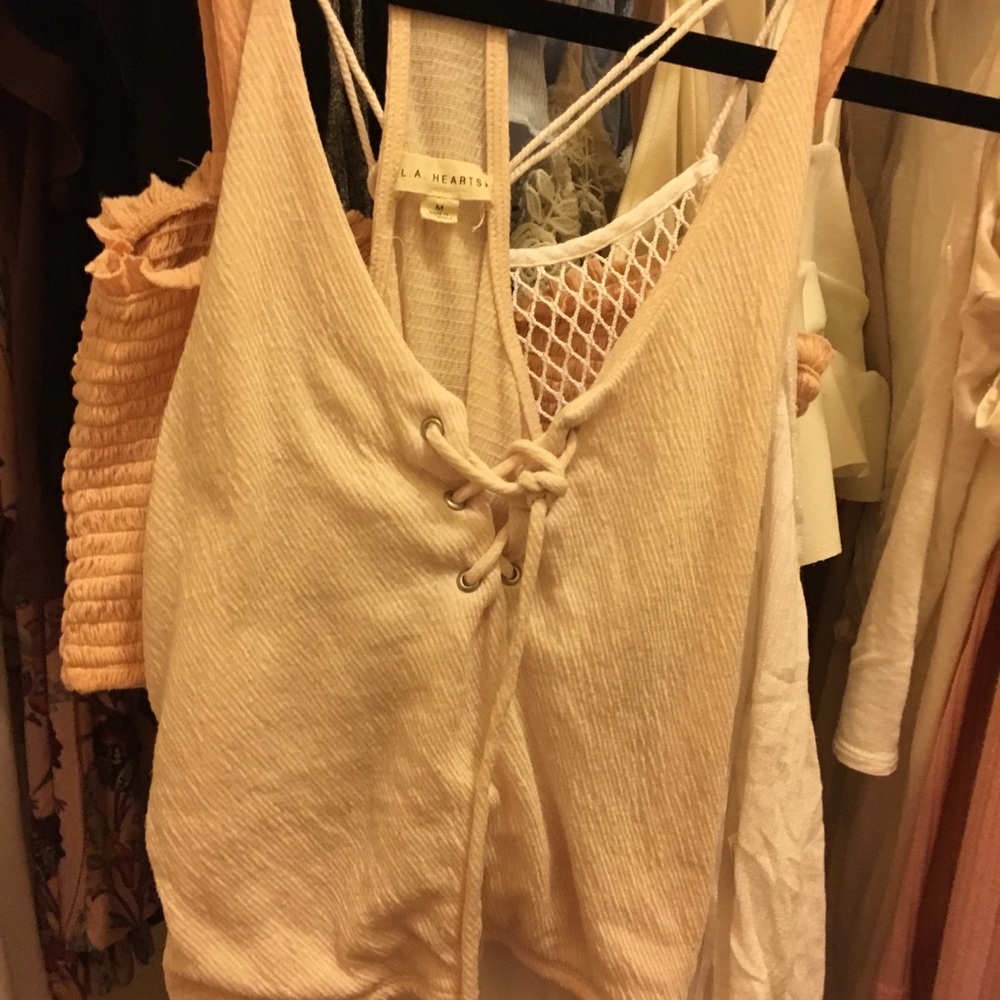 LA hearts pac sun pink tie up crop top